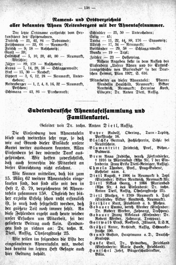 Sudetendeutsche Ahnentafelsammlung und Familienkartei