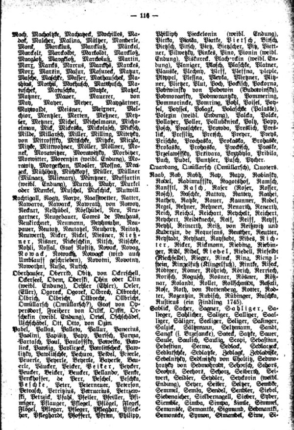 Verzeichnis der in den Groß-Herrlitzer Matriken von 1646 bis 1784 vorkommenden Familiennamen - 3