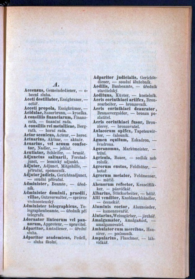 Teil 3  Latein - Deutsch - Böhmisch / von 'Accensus' bis 'Ampularius'