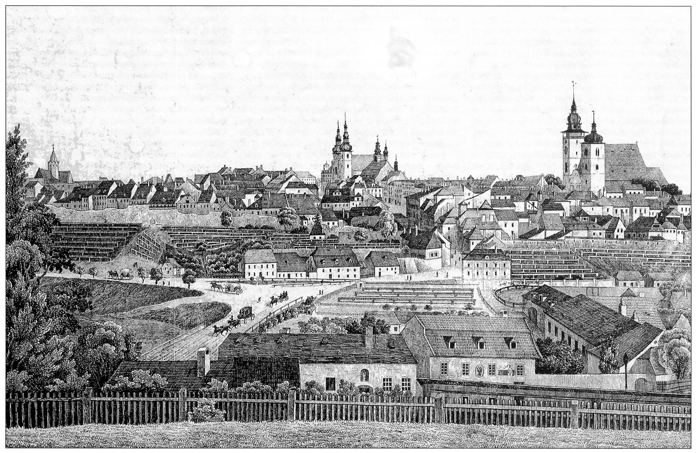 Iglau von der Suedseite Lithographie 1850 Josef Friedrich Zwettler