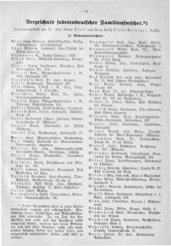 Verzeichnis sudetendeutscher Familienforscher - 1