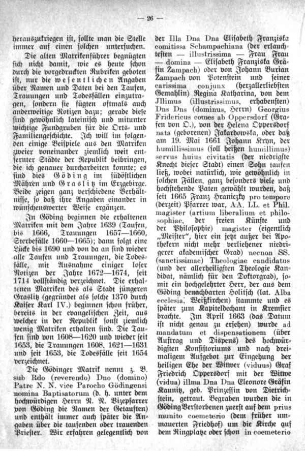 Latein in Kirchenmatriken - 2