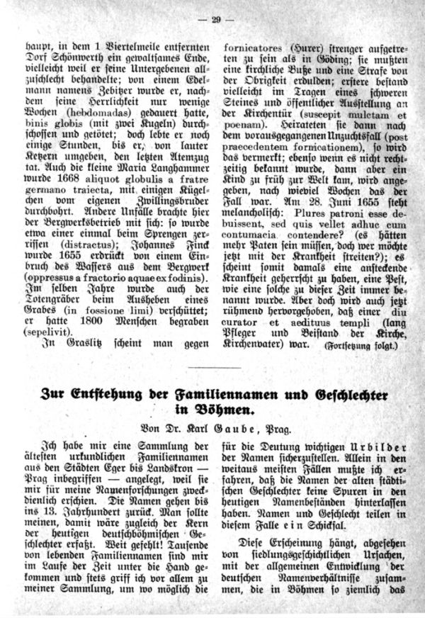 Entstehung der Familiennamen und Geschlechter in Böhmen - 1