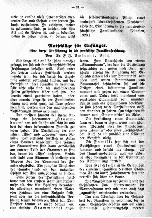 Ratschläge für Anfänger - 1