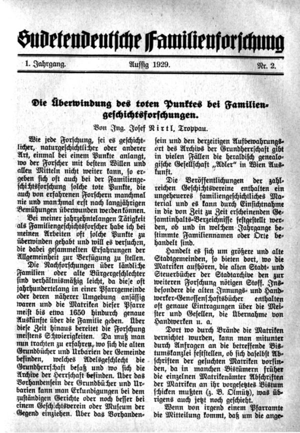 Die Überwindung des toten Punktes bei Familiengeschichtsforschung - 1