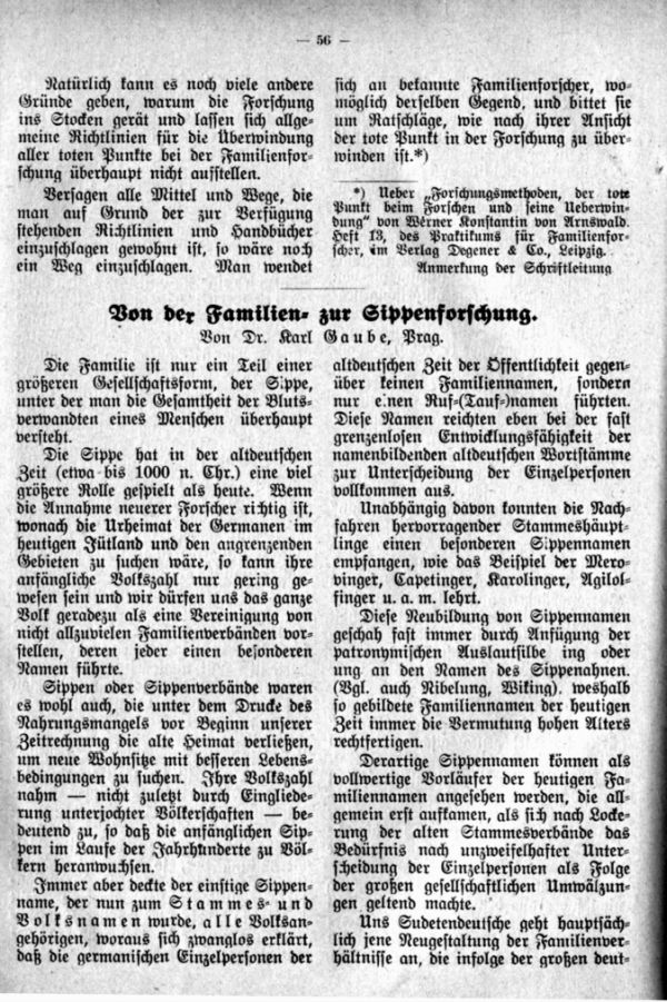 Von der Familien- zur Sippenforschung - 1