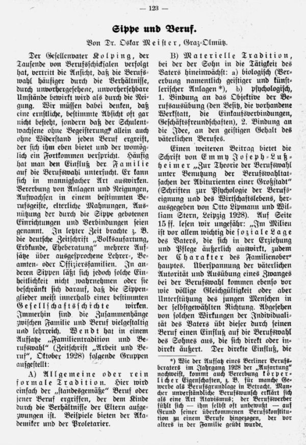 Sippe und Beruf - 1