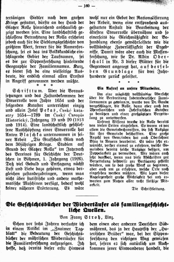 Die Geschichtsbücher der Wiedertäufer als familiengeschichtliche Quellen - 1