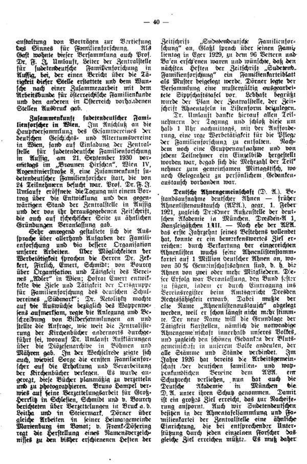 Zusammenkunft sudetendeutscher Familienforscher in Wien