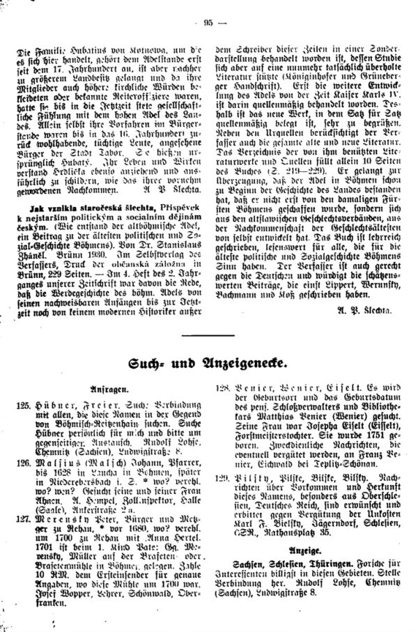 Such- und Anzeigeecke