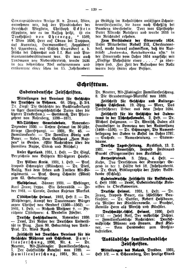Schrifttum - Zum Verständnis der Steuerrolle 1654