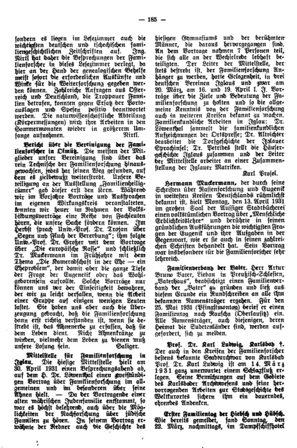 Familientag der Hiebsch - Hermann Muckermann - Familienverband der Vater - Prof. Dr. Karl Ludwig, Karlsbad +