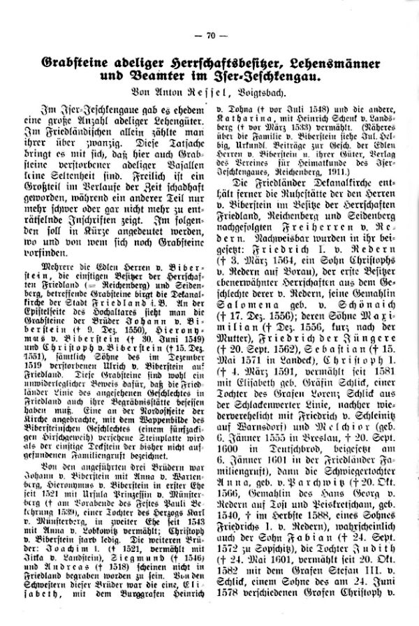 Grabsteine adeliger Herrschaftsbesitzer, Lehensmänner und Beamter im Iser-Jeschkengau - 1