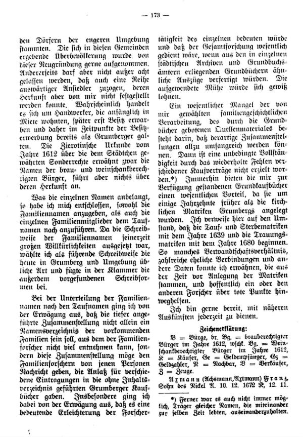 Verzeichnis der im 17. und 18. Jahrhundert in Grumberg (Mähren) ansässig gewesenen Familien - 2
