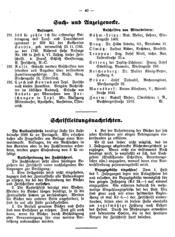 Such- und Anzeigeecke