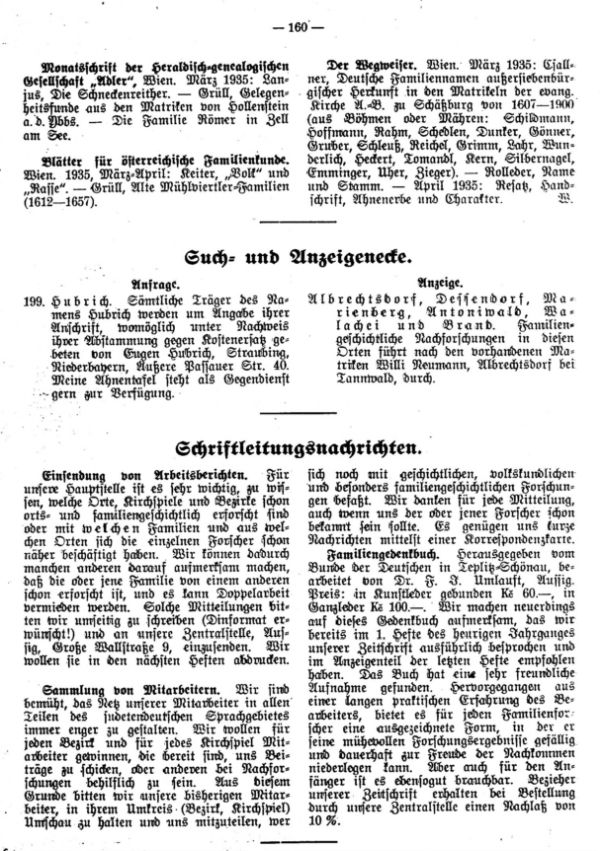 Such- und Anzeigeecke