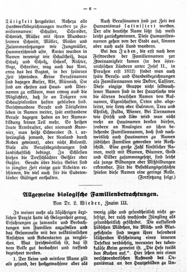 Allgemeine biologische Familienbetrachtungen - 1