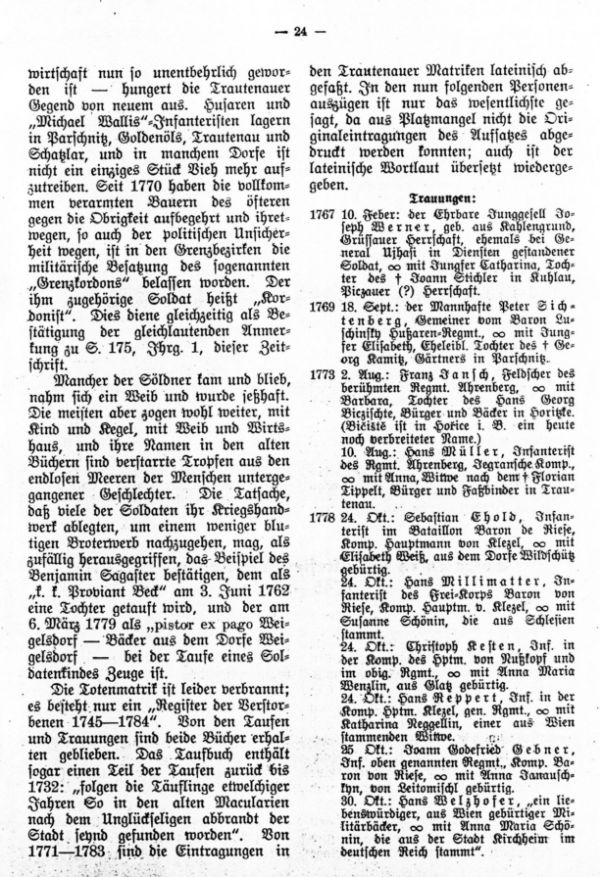 Soldaten in den ältesten Trautenauer Matrik 1745-1784 - 2