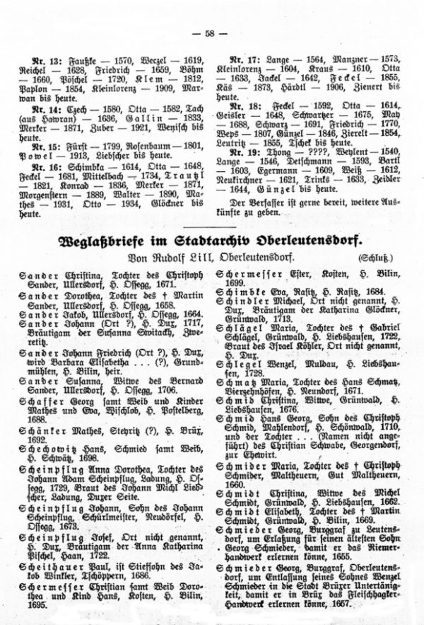 Weglaßbriefe im Stadtarchiv Oberleutensdorf (Schluß) - 1