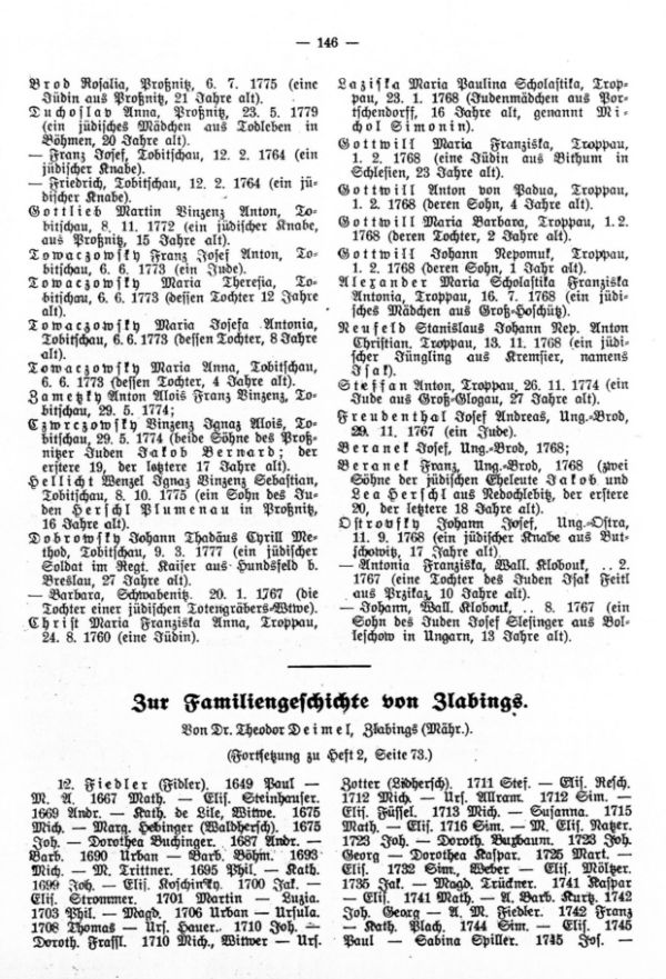 Zur Familiengeschichte von Zlabings - 1