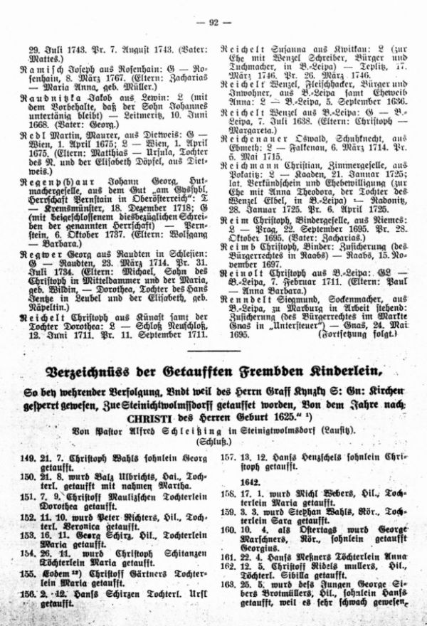 Verzeichnis der Getauften Fremden Kinderlein - 1