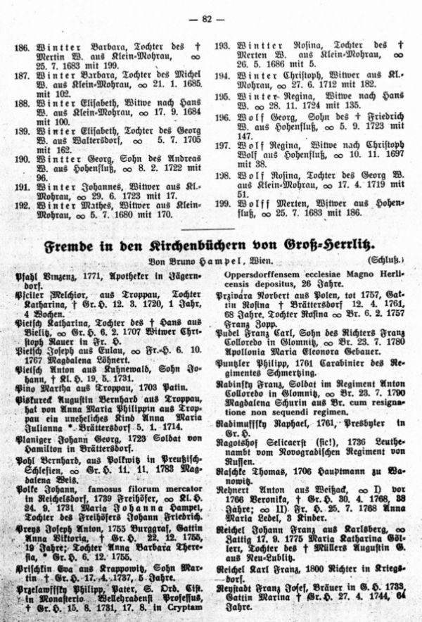Fremde in Kirchenbüchern von Groß-Herrlitz - 1