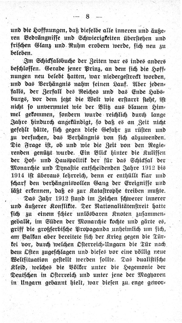 I. Kapitel: Hinter den Kulissen der Hof- und Hauspolitik von 1912-1914