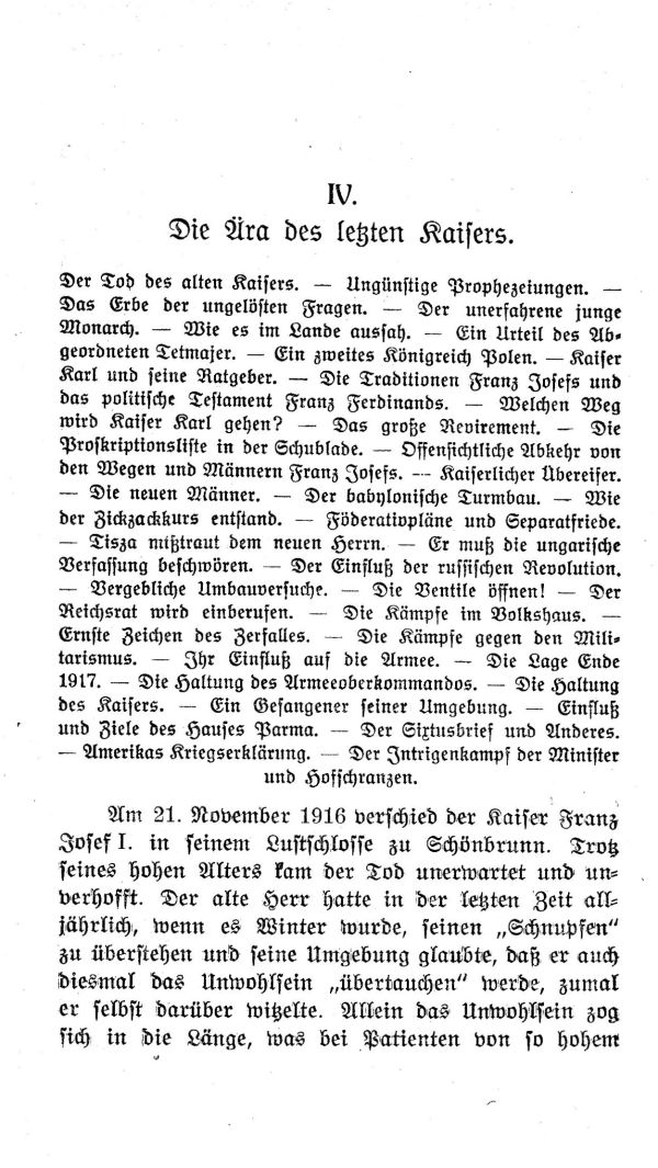 IV. Kapitel: Die Aera des letzten Kaisers